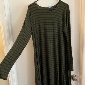 Old Navy Long Sleeve Mini Dress Green and Black Striped L Tall $10